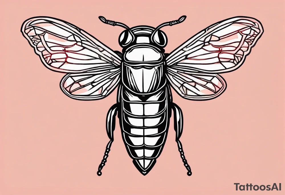 cicada on top of red background tattoo idea