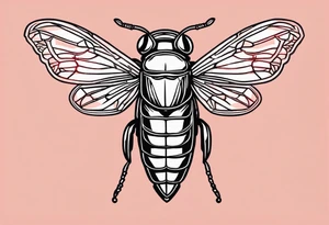 cicada on top of red background tattoo idea
