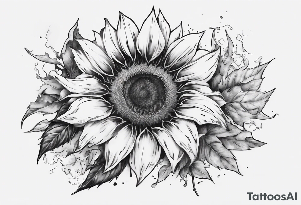 combining the letters E and H with a sunflower image tattoo idea
