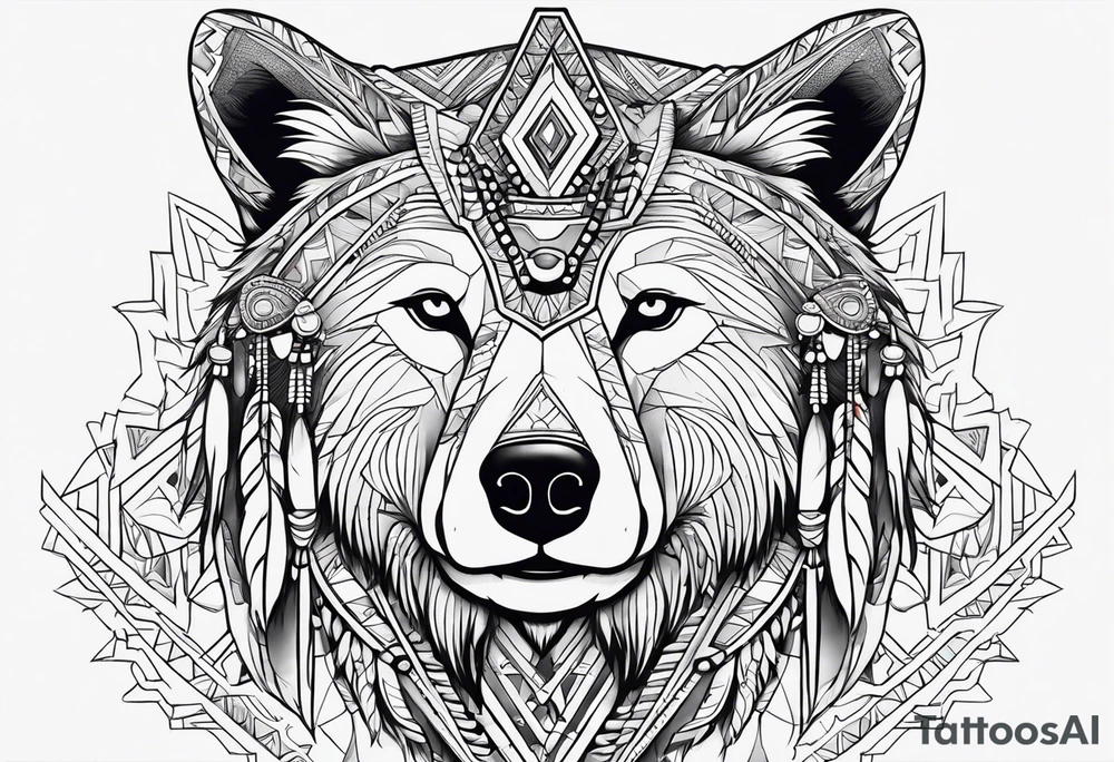 Cree tribe inspired tattoo with a bear a cayote together. tattoo idea