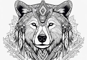 Cree tribe inspired tattoo with a bear a cayote together. tattoo idea