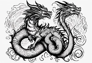 Dragón with the sun tattoo idea