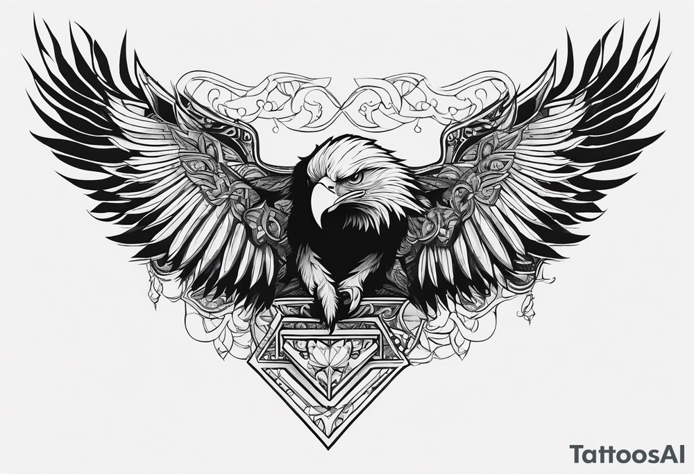 Manly eagle chest tattoo idea