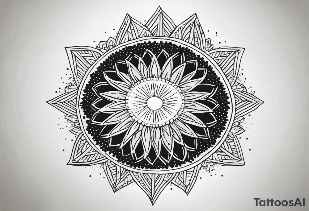 simple sunshine shape made of dots, looks like sun's rays are radiating from centre tattoo idea