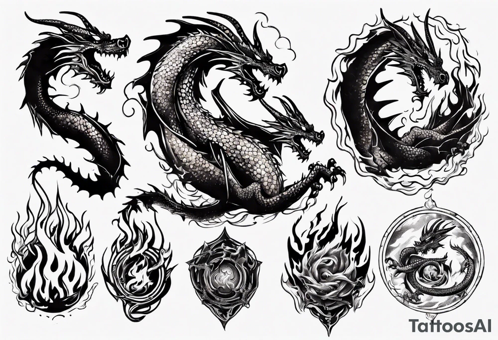 Dragon Surrounded in Fire tattoo idea