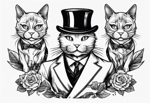 A cat wearing a monocle and smoking a cigar tattoo idea