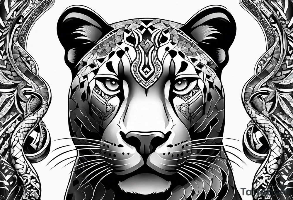 aztec black jaguar with snake tattoo idea