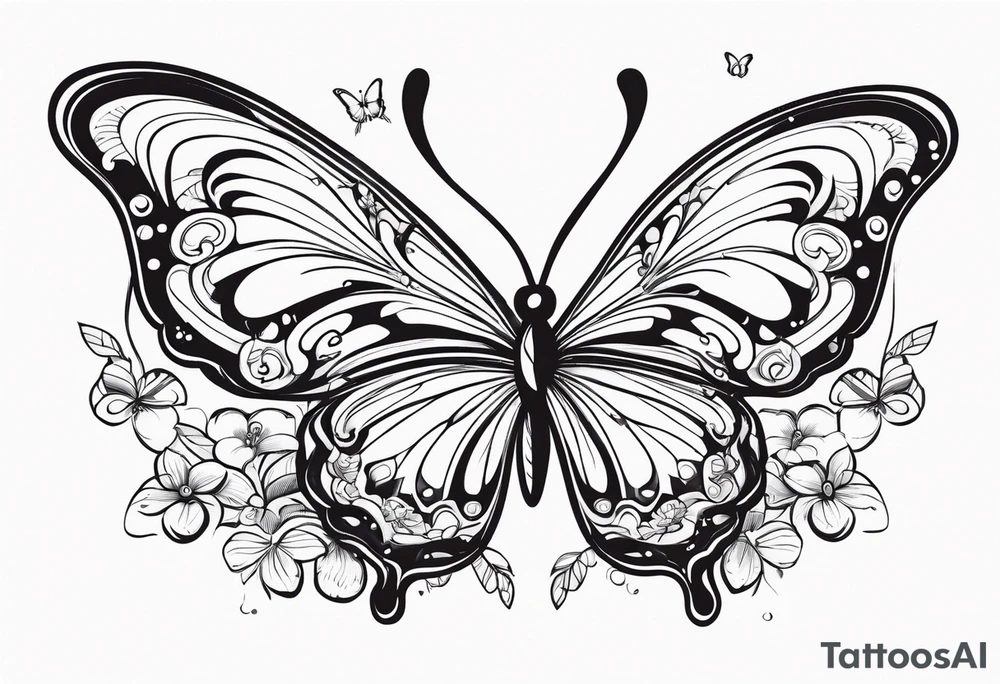 Butterflies flying 
flowers tattoo idea