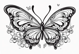 Butterflies flying 
flowers tattoo idea