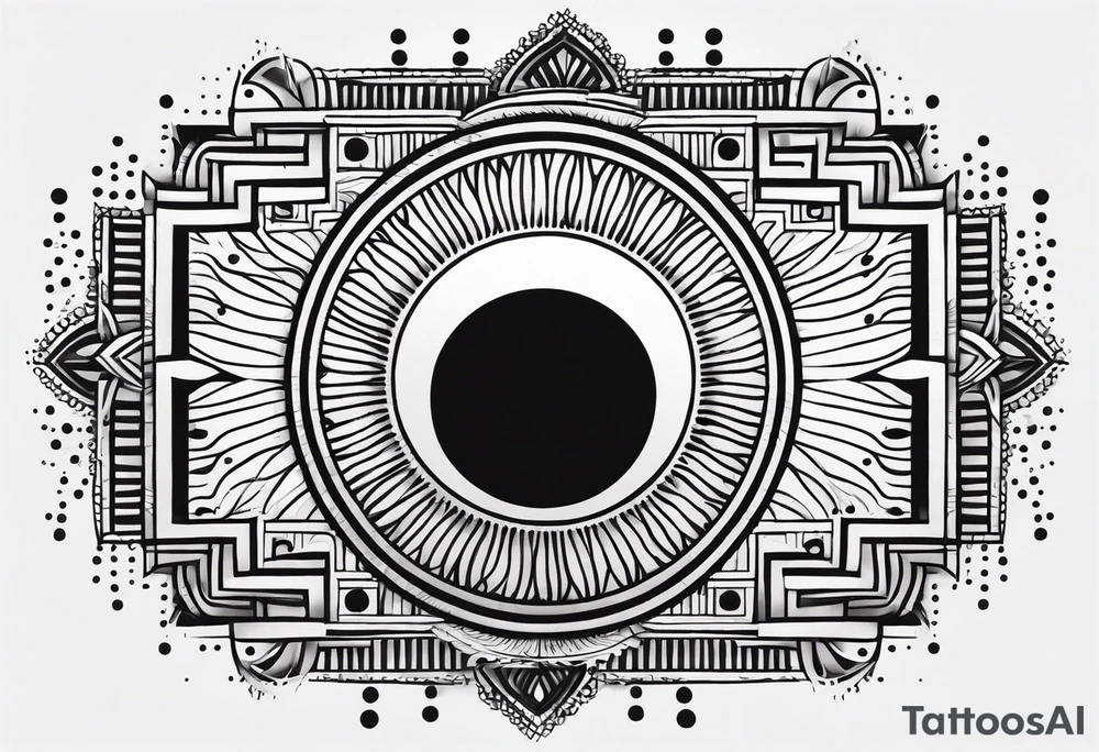 simple sun made of black dots and circles tattoo idea