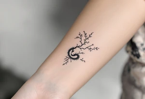 dragon japanese style sakura trees fallen aesthetic tattoo idea