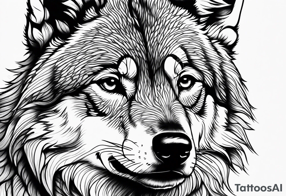 Wolf face toddler girl face tattoo idea
