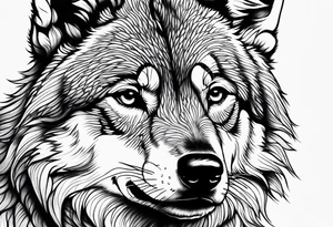 Wolf face toddler girl face tattoo idea