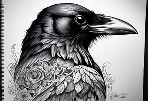 Raven, smoke, scroll, tattoo idea
