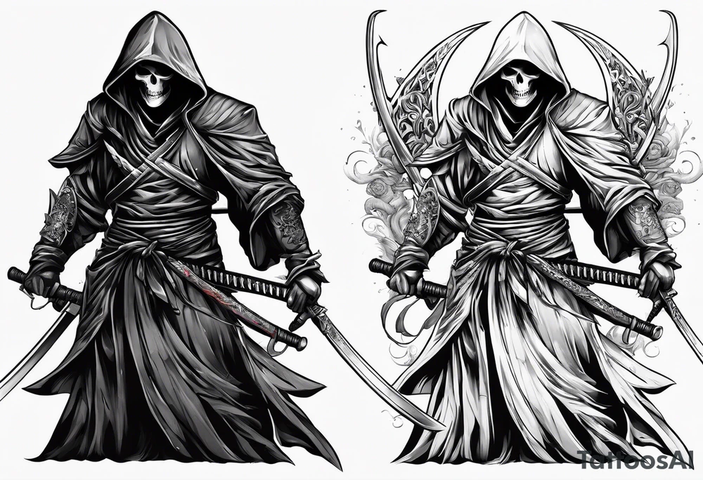 Katana and grim reaper tattoo idea