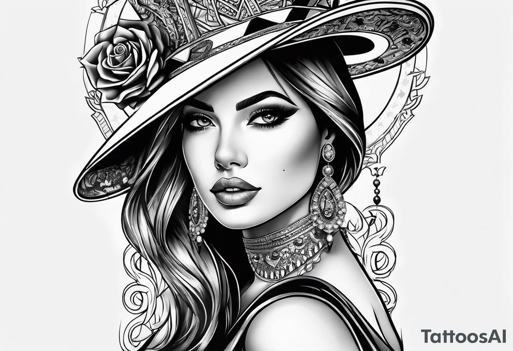 woman casino tattoo idea