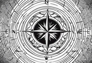 A compass made of simple intersecting lines with a minimum number of characters with the letters N, S, E, W tattoo idea