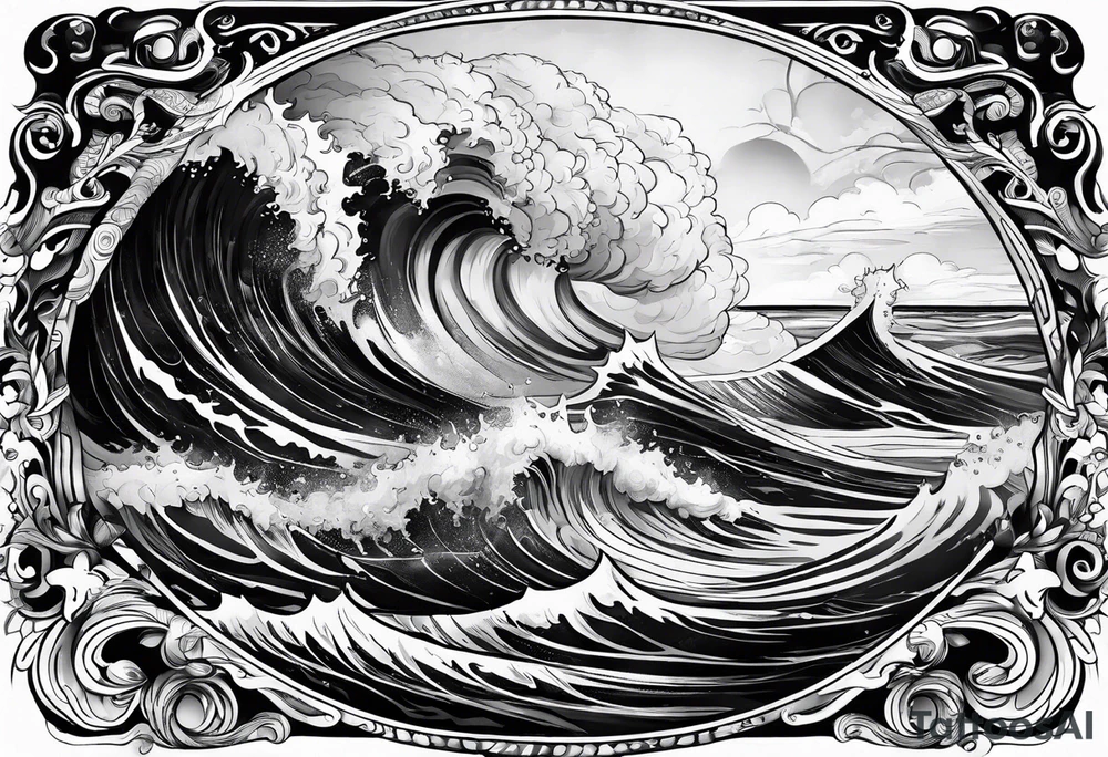 stormy sea, I am lonely and irresistible as a sea element tattoo idea
