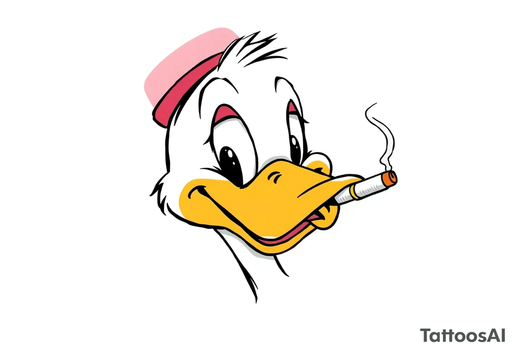 Older looking Daffy duck  smoking a rolled cigarette tattoo idea