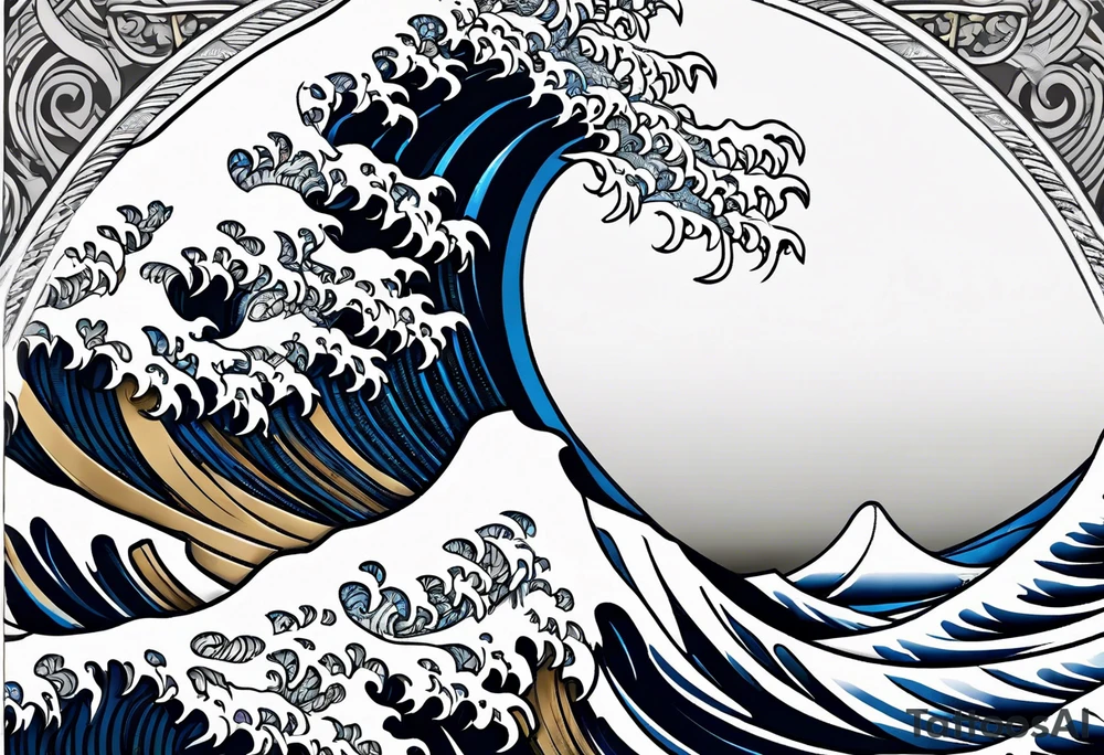 Zhayuya with katanas against the background of waves tattoo idea