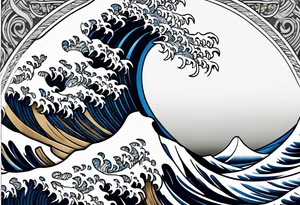 Zhayuya with katanas against the background of waves tattoo idea