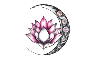 crescent moon with lotus flower tattoo idea