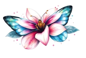 Magnolia flower, butterfly tattoo idea