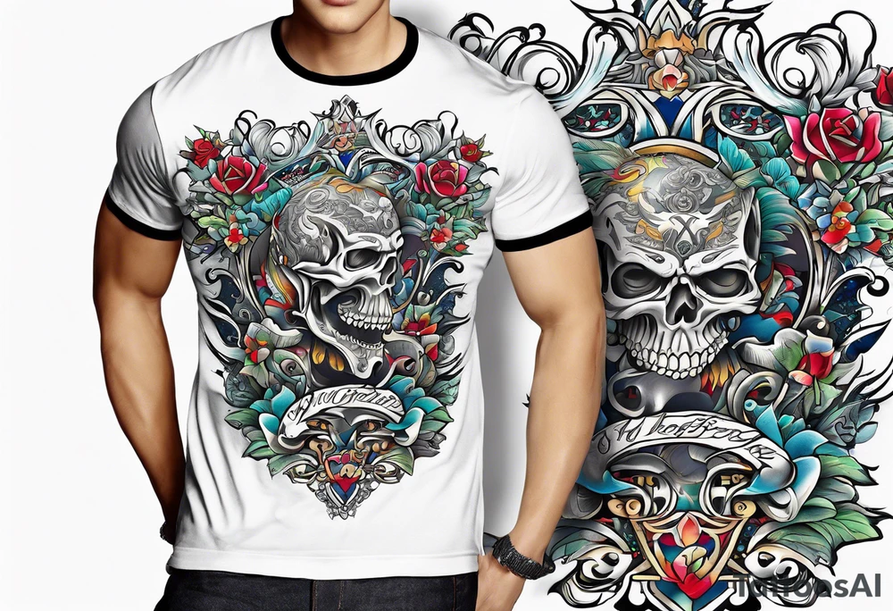 T-shirt with old school tattoo prints tattoo idea