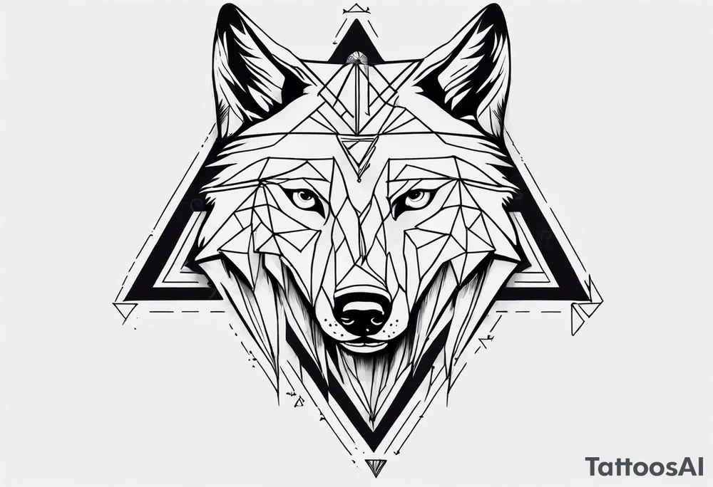 wolf head with a triangle on forehead tattoo idea