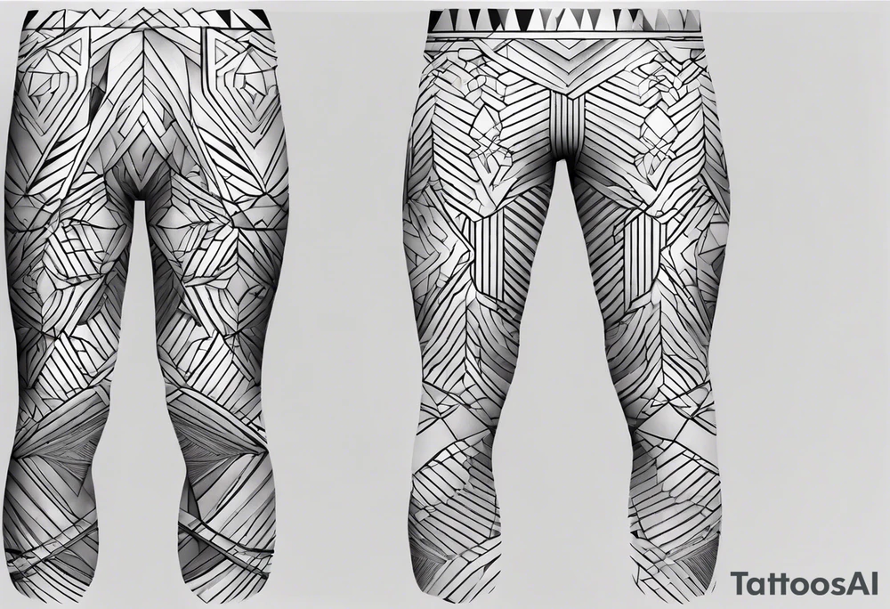 geometric pattern full leg and butt sleeve male tattoo idea