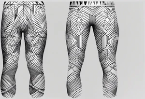 geometric pattern full leg and butt sleeve male tattoo idea