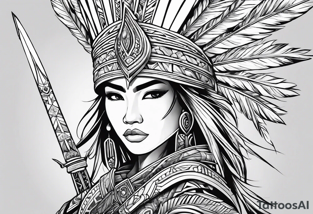 Ilocano warrior pretty face sword arrows alibaba tattoo idea