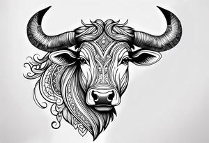 Black and grey taurus birthday tattoo idea