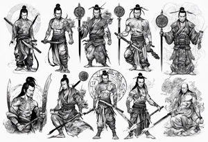 handsome Asian warrior who is also a death tattoo idea
