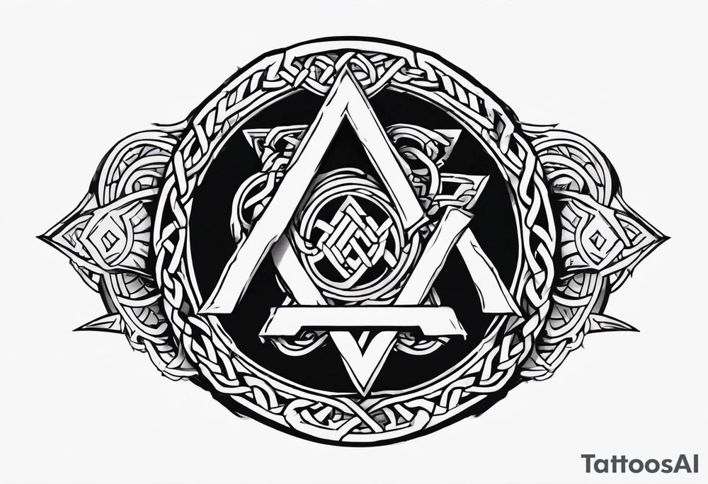 Valhalla round shield axe
Valknut barbed wire chains tattoo idea Valhalla round shield axe
Valknut barbed wire chains tattoo idea
