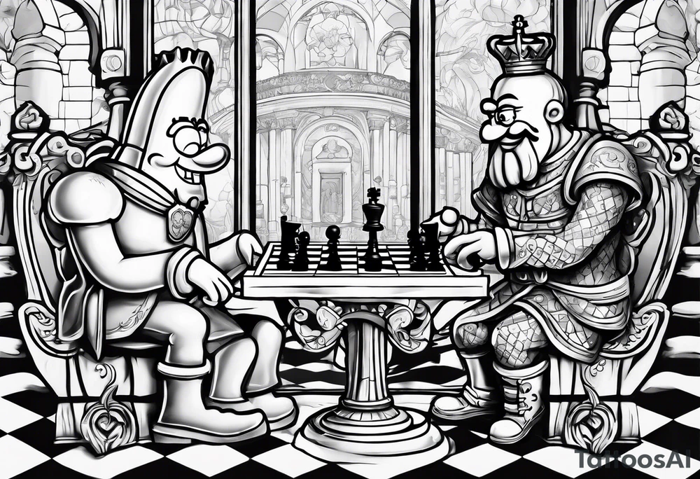 SpongeBob playing chess with Marcus Aurelius tattoo idea SpongeBob playing chess with Marcus Aurelius tattoo idea