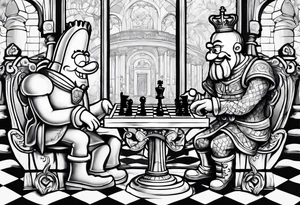SpongeBob playing chess with Marcus Aurelius tattoo idea