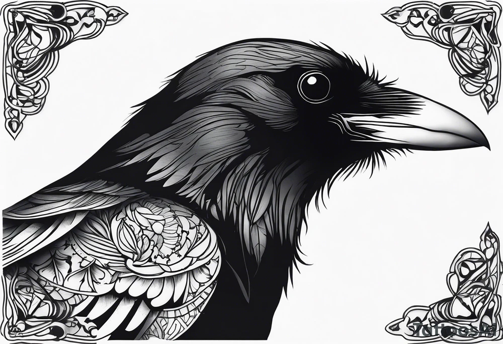 a black raven tattoo idea