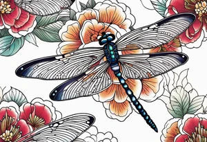 Dragonflies and flowers tattoo idea