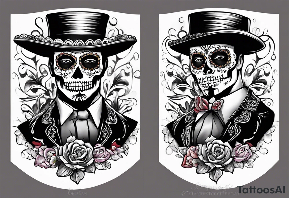 Mexico day of dead  man standing
 drink horizontal cover up tattoo idea