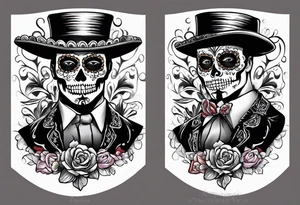 Mexico day of dead  man standing
 drink horizontal cover up tattoo idea
