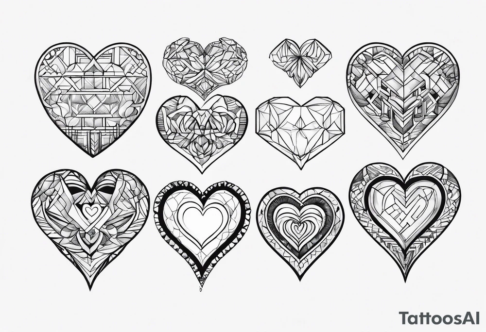 SMALL hearts of 6 that connect to each other tattoo idea