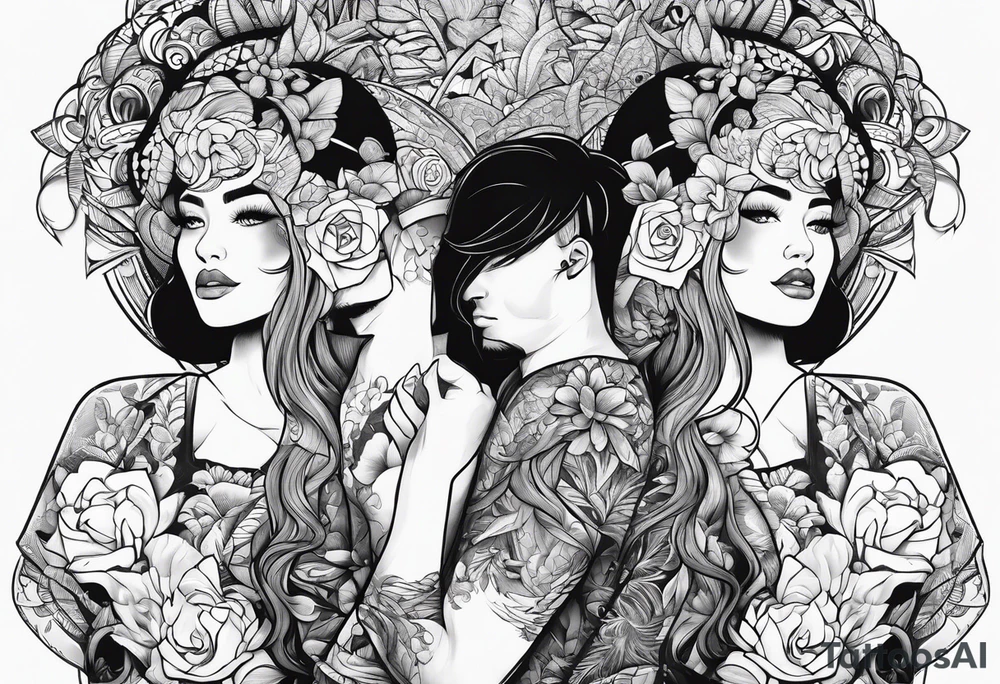 sibling tatoo 1 male 2 female tattoo idea