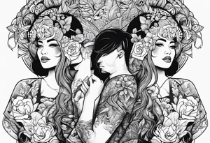 sibling tatoo 1 male 2 female tattoo idea