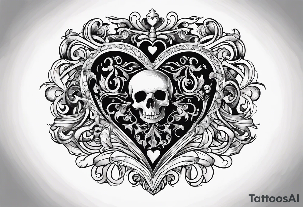heart shaped antique skeleton key tattoo idea
