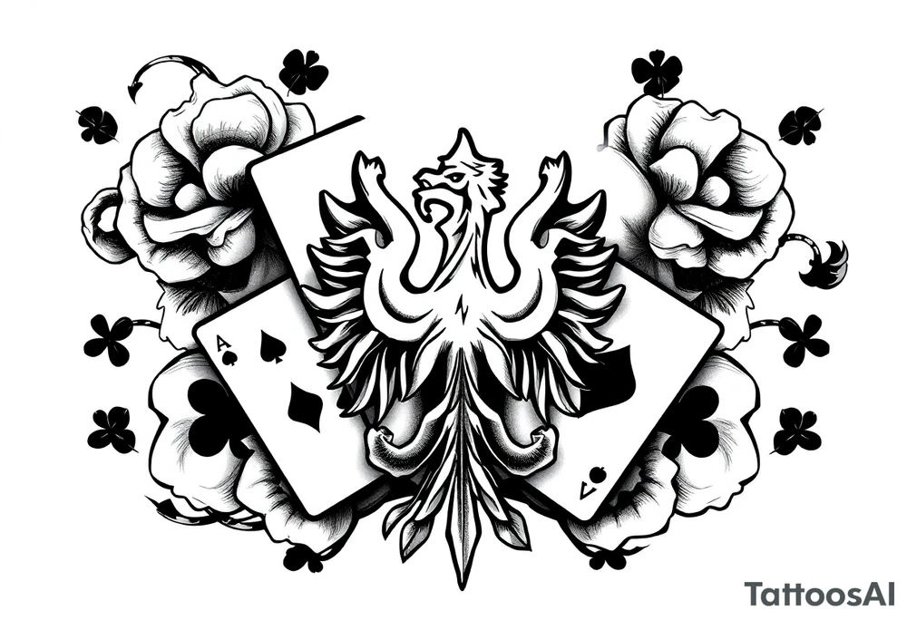 poland symbol and poker cards tattoo idea