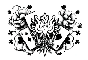 poland symbol and poker cards tattoo idea