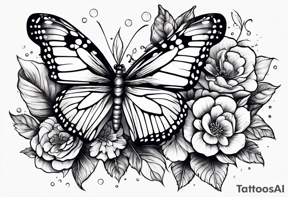 butterfly, snow, flower tattoo idea