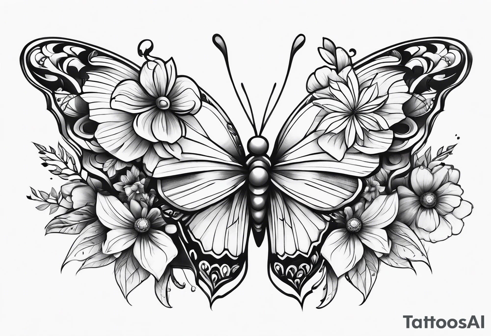 flowers butterflies from shoulder to middle of my arm tattoo idea