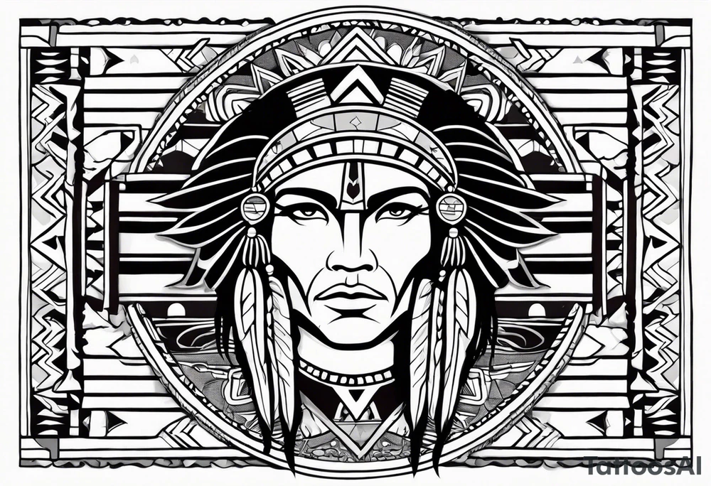 A native American lower arm band that is Aquarius themed and has Comanche Indian symbols tattoo idea